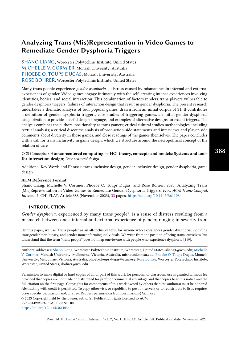 Analyzing Trans (Mis)Representation in Video Games to Remediate Gender Dysphoria Triggers preview