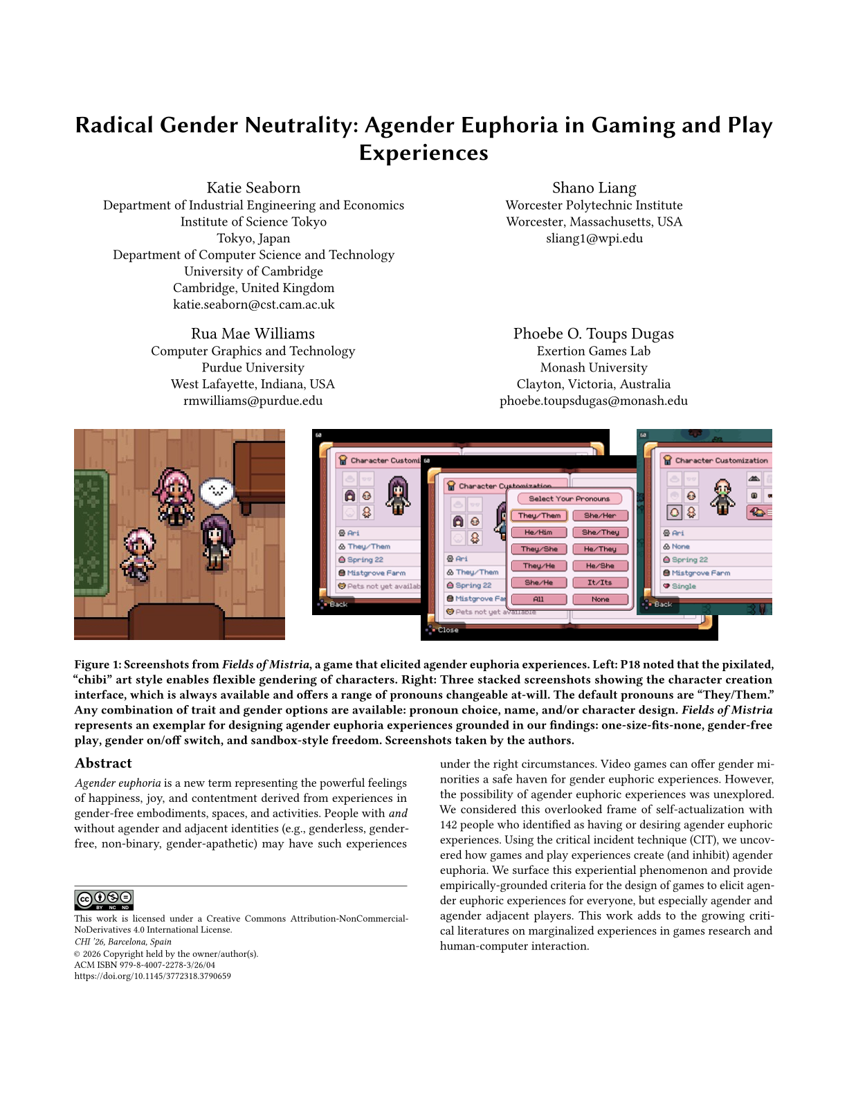 Radical Gender Neutrality: Agender Euphoria in Gaming and Play Experiences preview