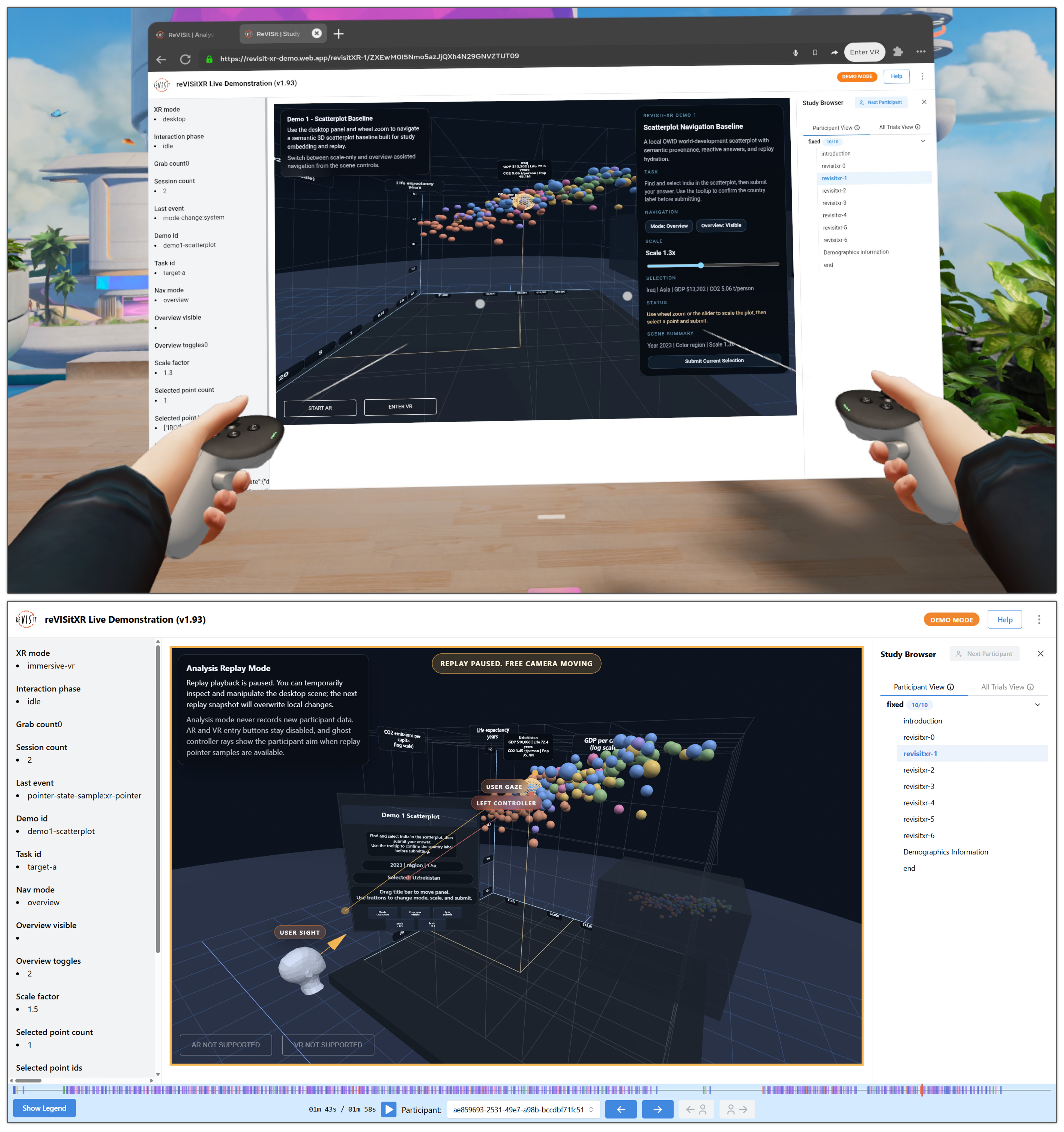 reVISit-XR embedded stimulus and replay interfaces
